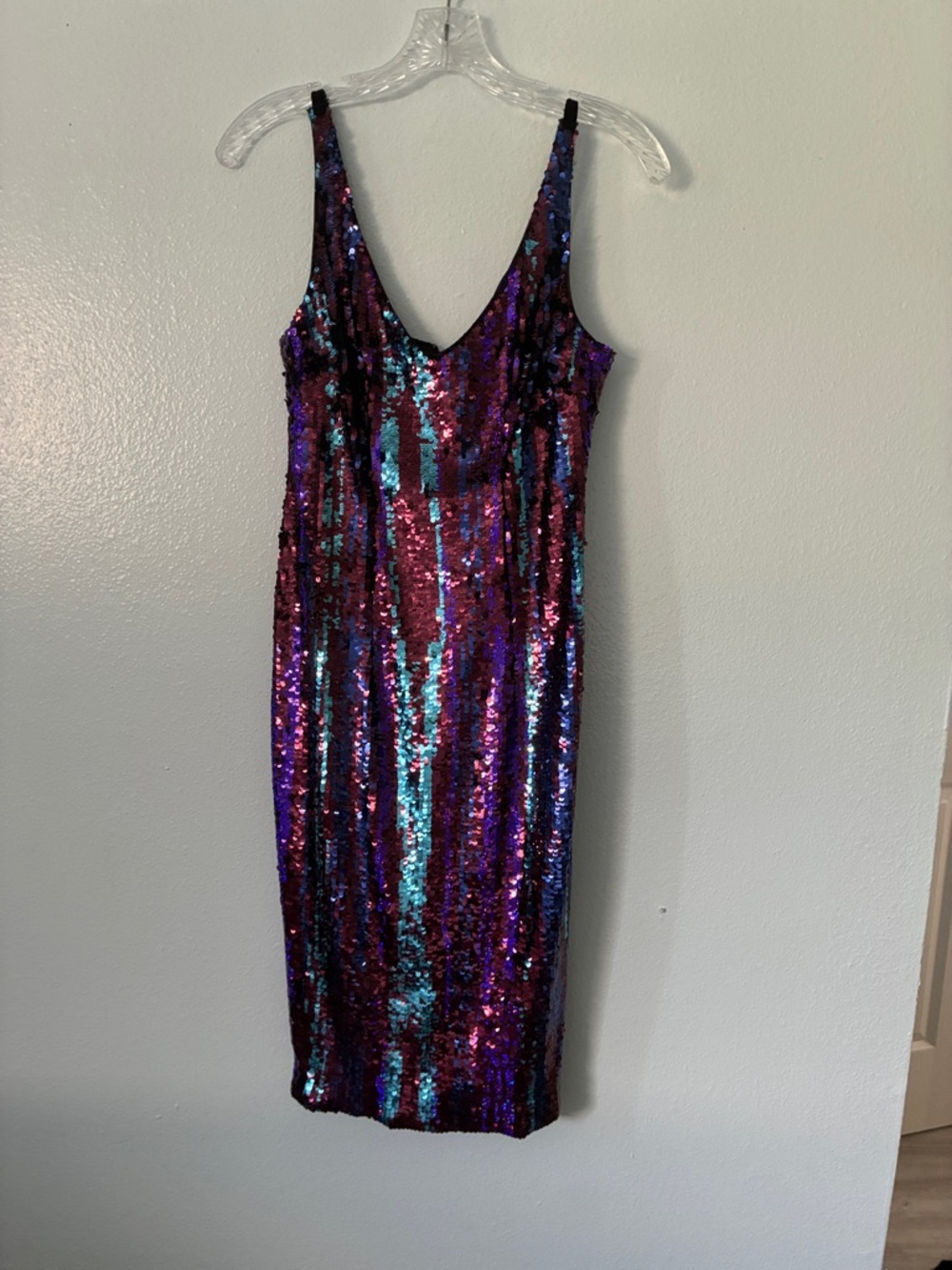 Nanette Lepore Iridescent Purple & Teal Sequin Midi Dress